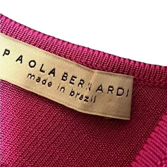 PAOLA BERNARDI pink one shoulder mini knit bodycon stealth dress with cut outs - Picture 8 of 9